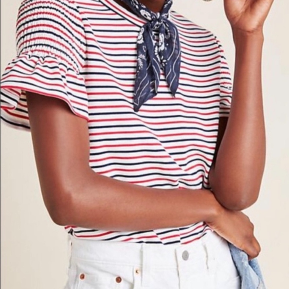 English Factory Red and Blue Striped Top L